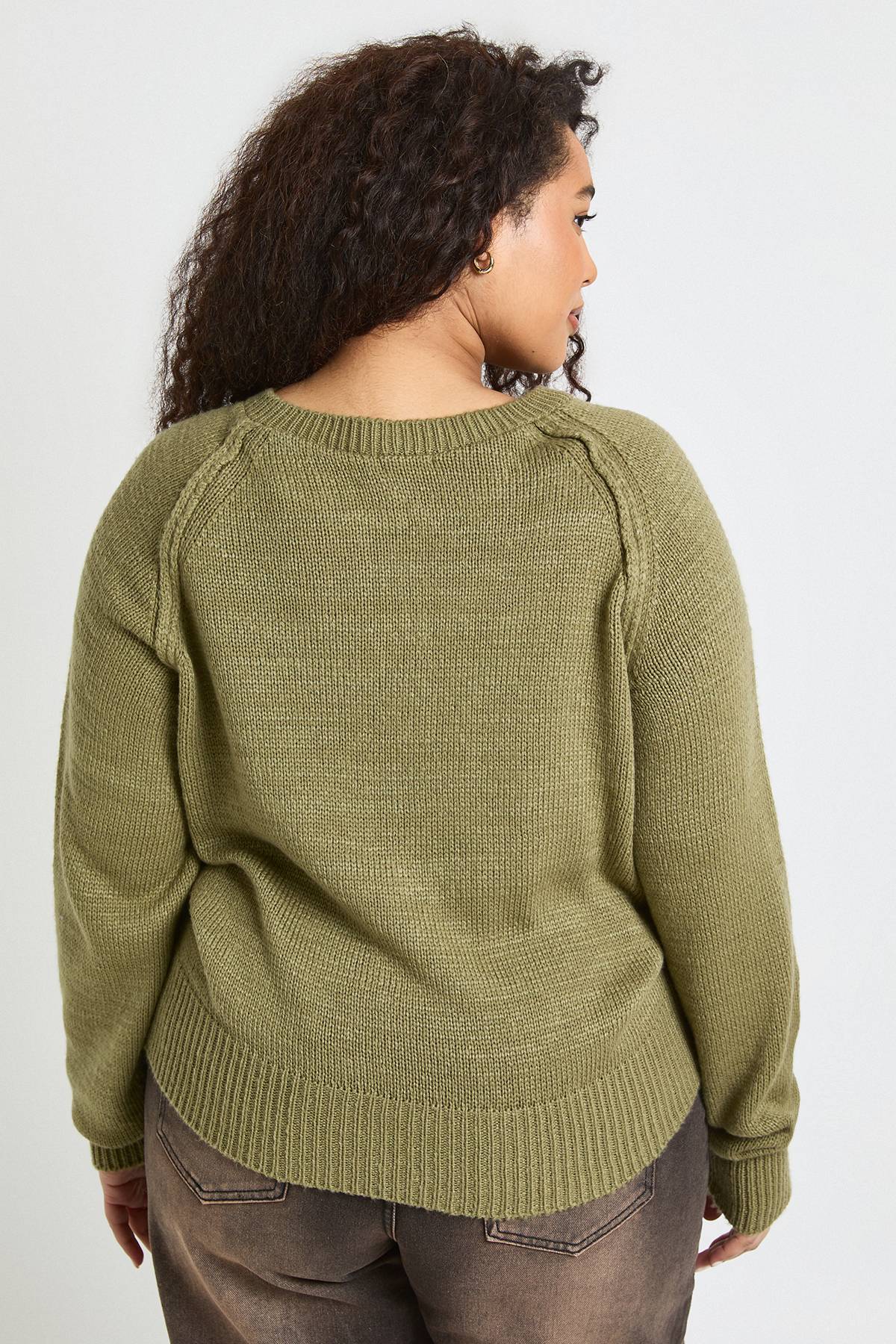 boohoo synthétiquell Tricoté Henley Grande Taille à Coutures Apparentes