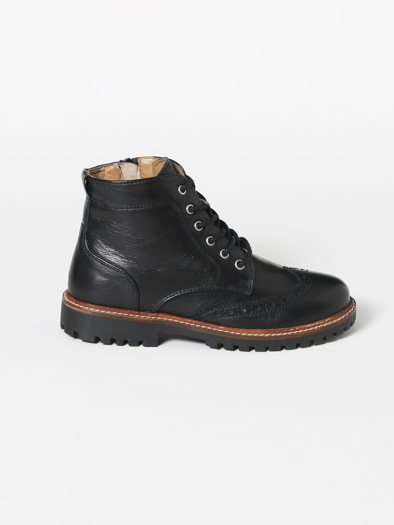 Bottines en cuir bout fleuri Garçon
