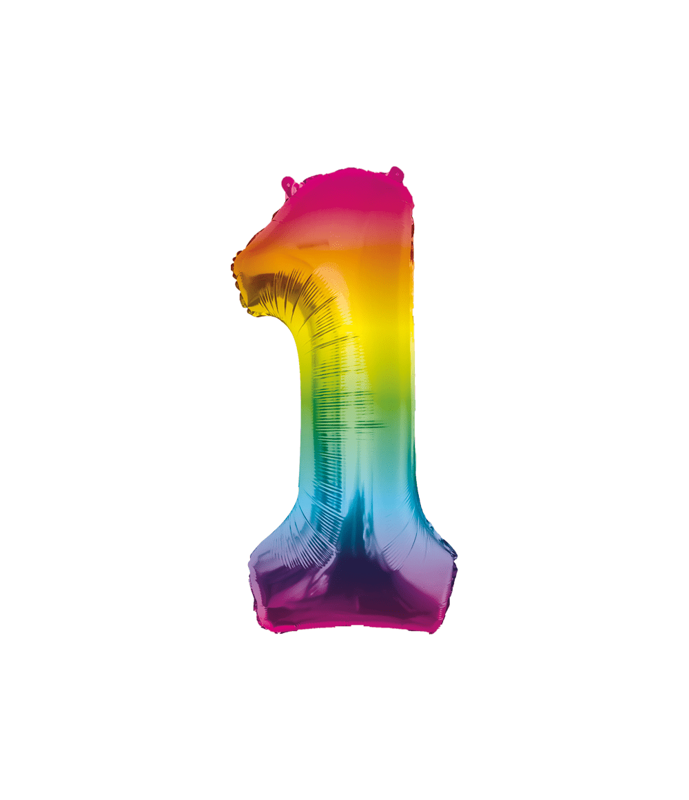 1 Jaar Helium Ballon Regenboog Leeg 86cm