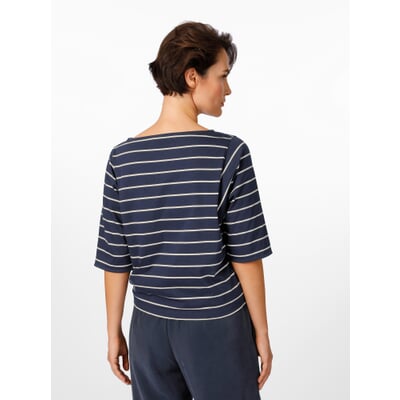 Damen-Halbarmshirt, Blau-Creme