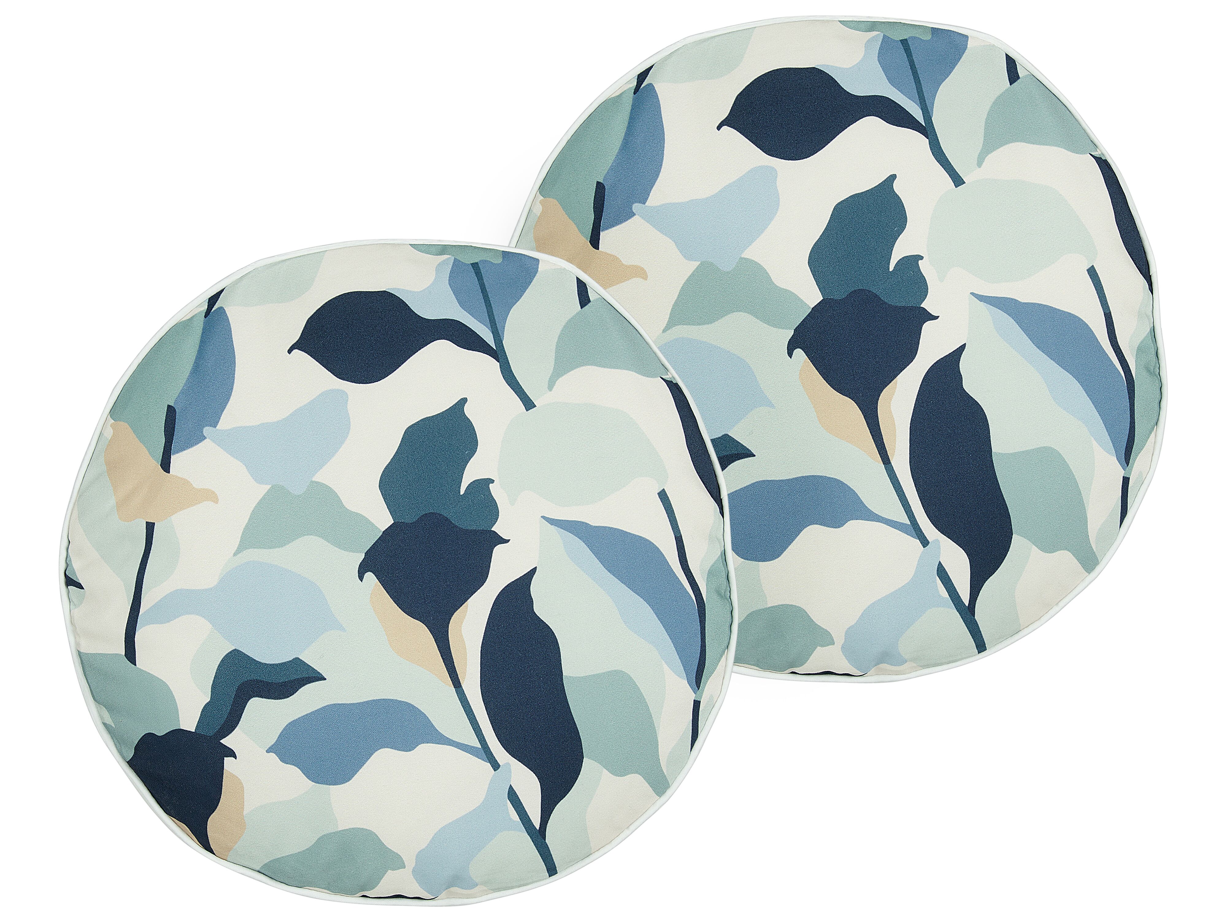 Set van 2 tuinkussens VEGLINO bladpatroon 40 x 40 cm Blauw