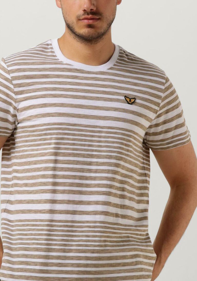 PME LEGEND beige pme legend t-shirt short sleeve r-neck slub jersey printed