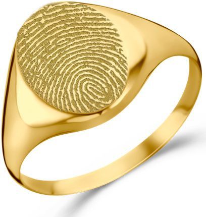 Ovale Gouden zegelring met vingerafdruk Names4Ever