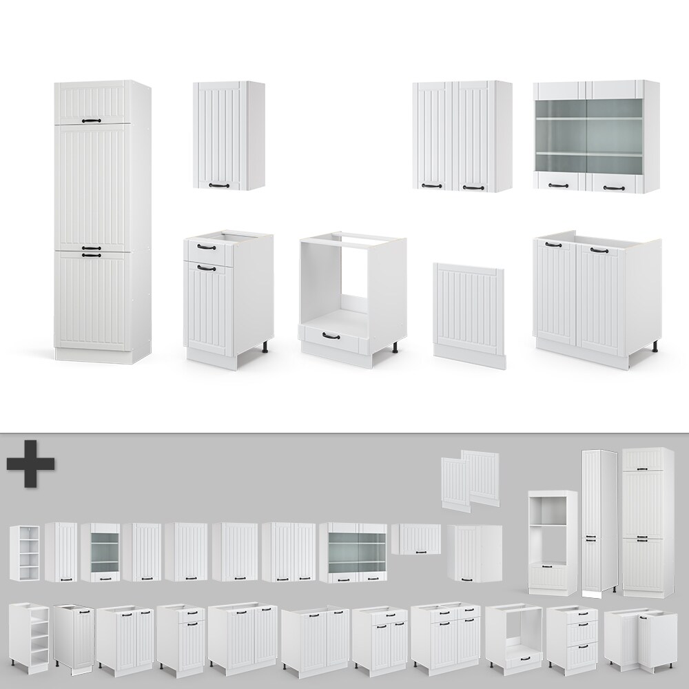 Vicco Küche Fame-Line 300 cm Küchenzeile Landhaus Küchenblock Einbau Weiß