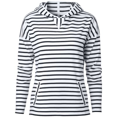 Damen-Hoodie gestreift, Weiß-Navy