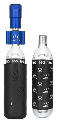 Gonfleur CO2 Peaty's Holeshot Route/Gravel Bleu Foncé   2 Cartouches de CO2 (16g)