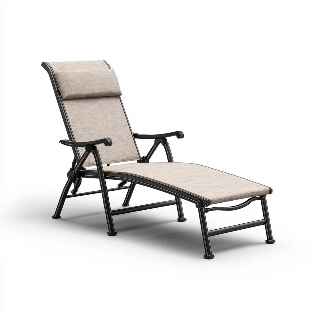 Gartenliege Metall 200x70x45 cm – Beige – Verstellbar