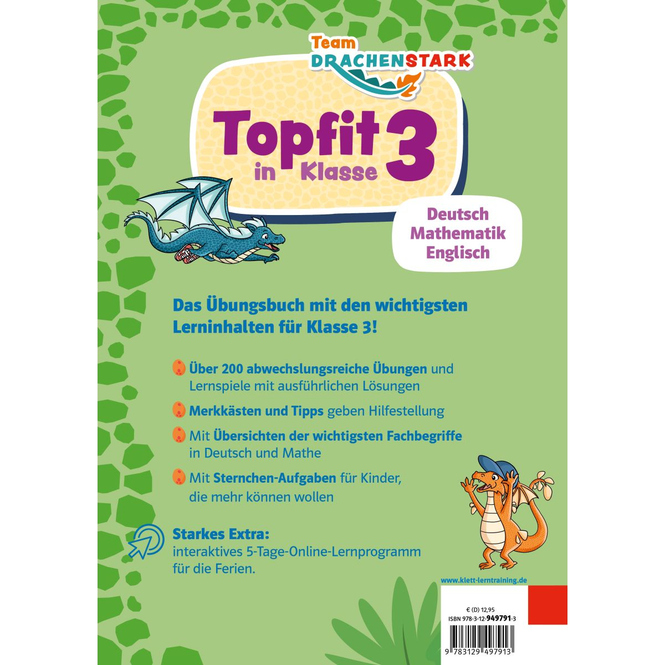 Topfit in Klasse 3 - Team Drachenstark - Deutsch, Mathematik, Englisch