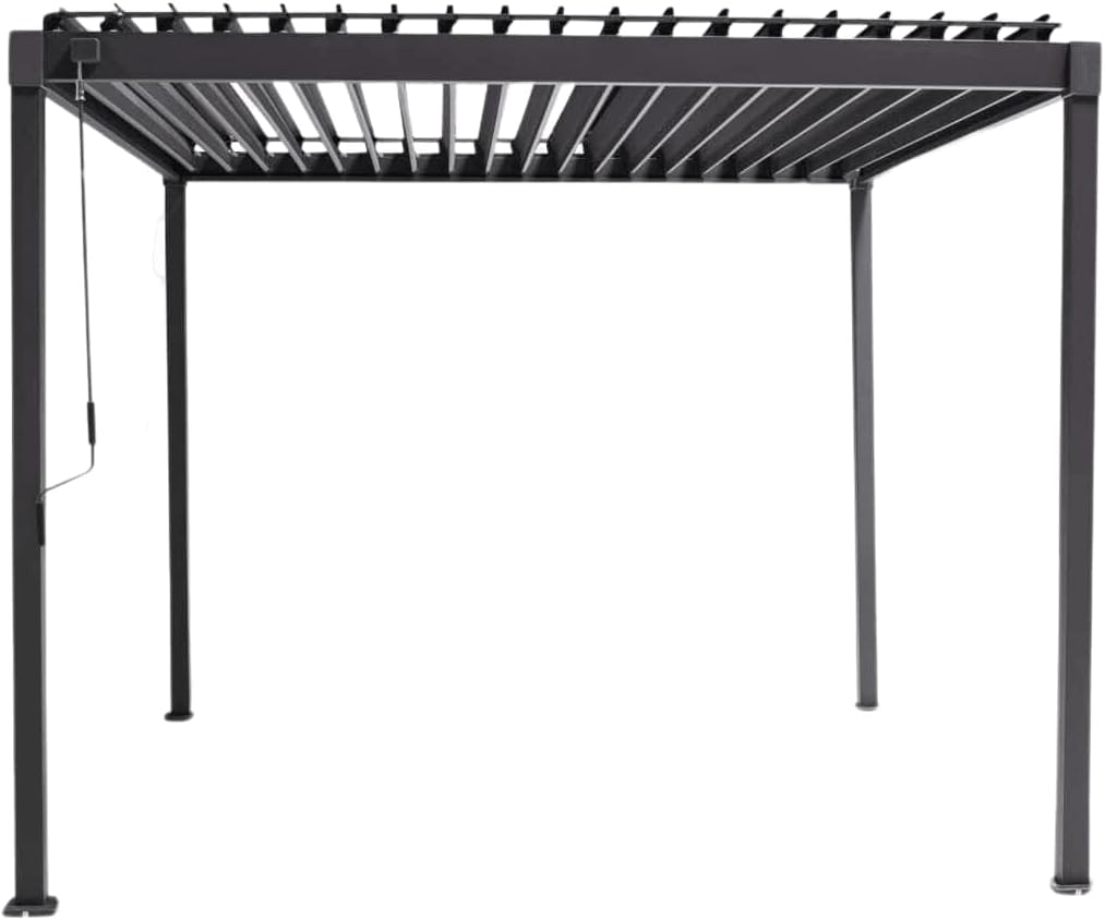 MIRADOR Pergola 80 Solid 3x3 m Stahl Anthrazit verstellbares Lamellendach Garten Terasse Pergola Winterfest Stabil Pavillion
