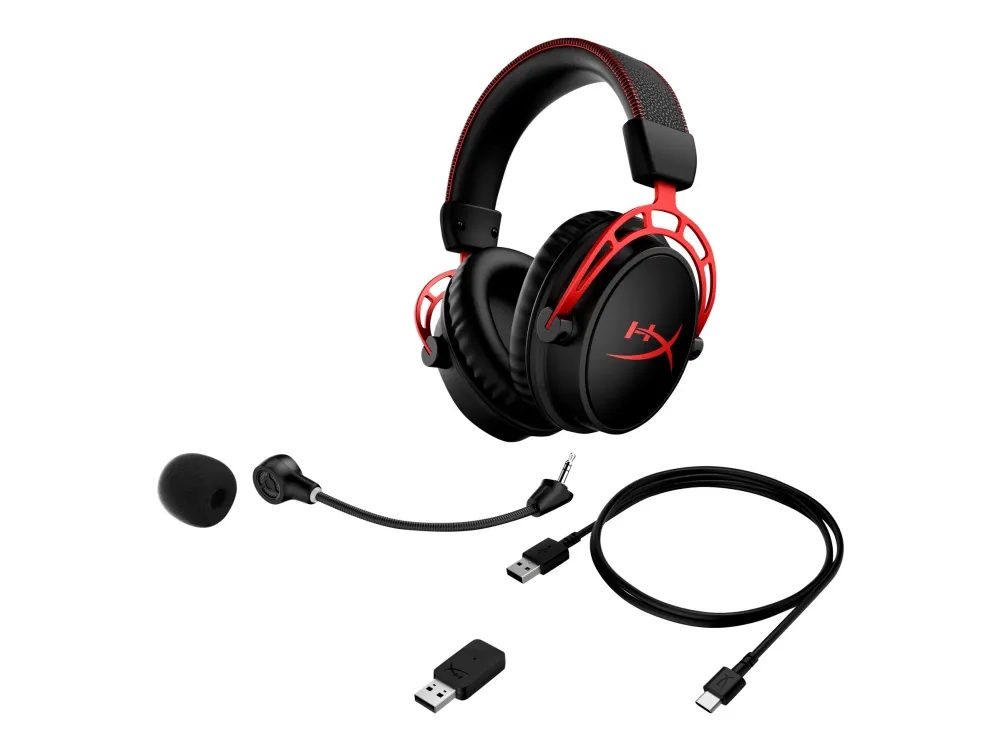 HyperX Cloud Alpha - Headset - cirkumaural - 2,4 GHz - trådløs - sort, rød - til Victus by HP Laptop 15, 16, Laptop 14, 15, 17, Pavilion x360 Laptop, Pro 290 G9 (4P5D4AA)