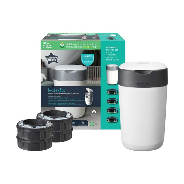 Tommee Tippee Twist & Click Starterpakket Luieremmer + 4 Refill