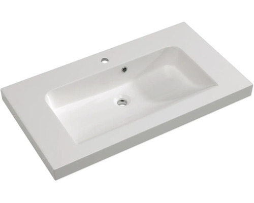 Pelipal Sunline 108 badkamermeubelset, BxHxD 92 x 200 x 50,8 cm, frontkleur: Riviera eiken, 3-delige badkamermeubelset met wastafel en badmeubel van wit mineraalmarmer, spiegelkast met LED-verlichting