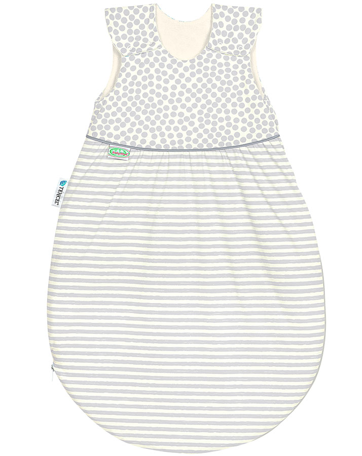 Schlafsack BABYNEST® KLIMASOFT COLD – DOTS AND STRIPES in grau/weiß