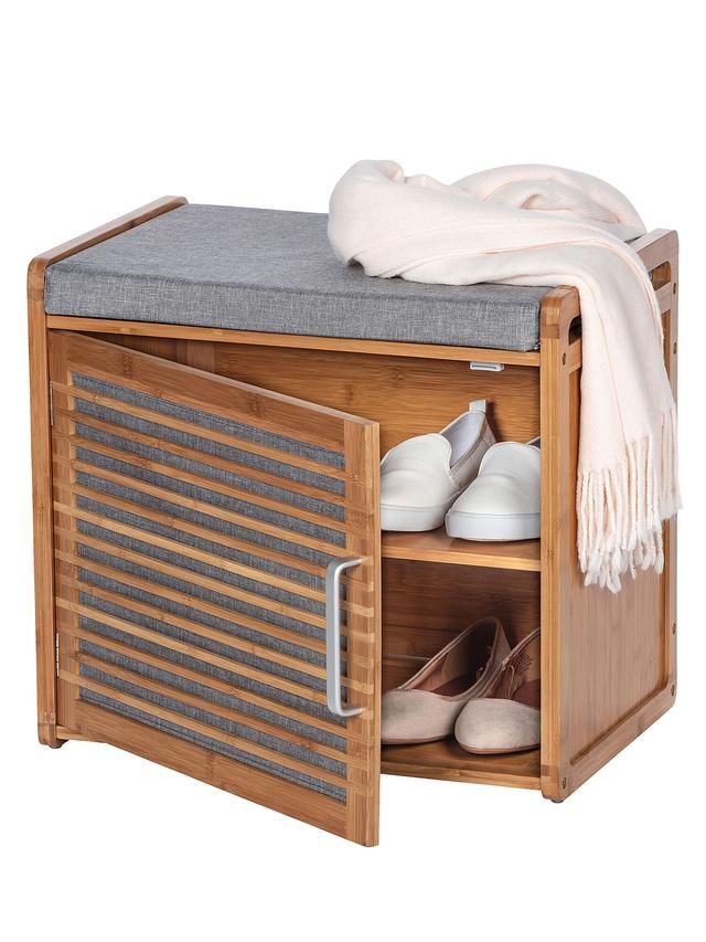 Schuhschrank Bahari mit Sitzpolster, Bambus