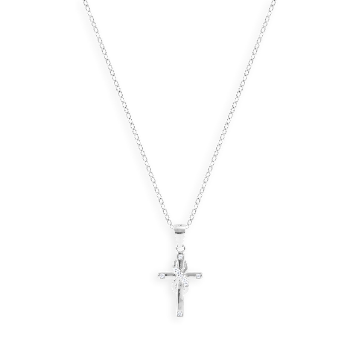 Collier croix en argent 925 rhodié avec oxydes de zirconium