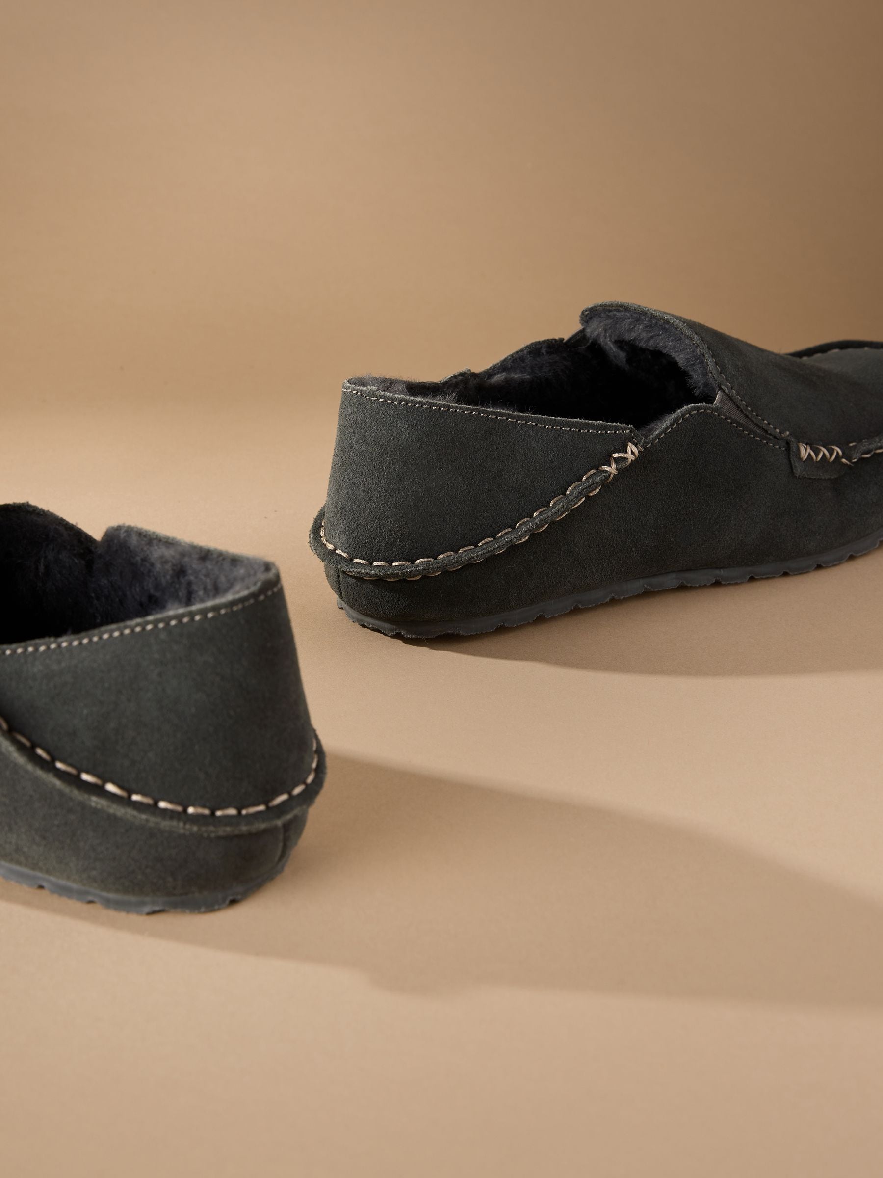 Grijs - Signature Kickdown suède moccasinpantoffels