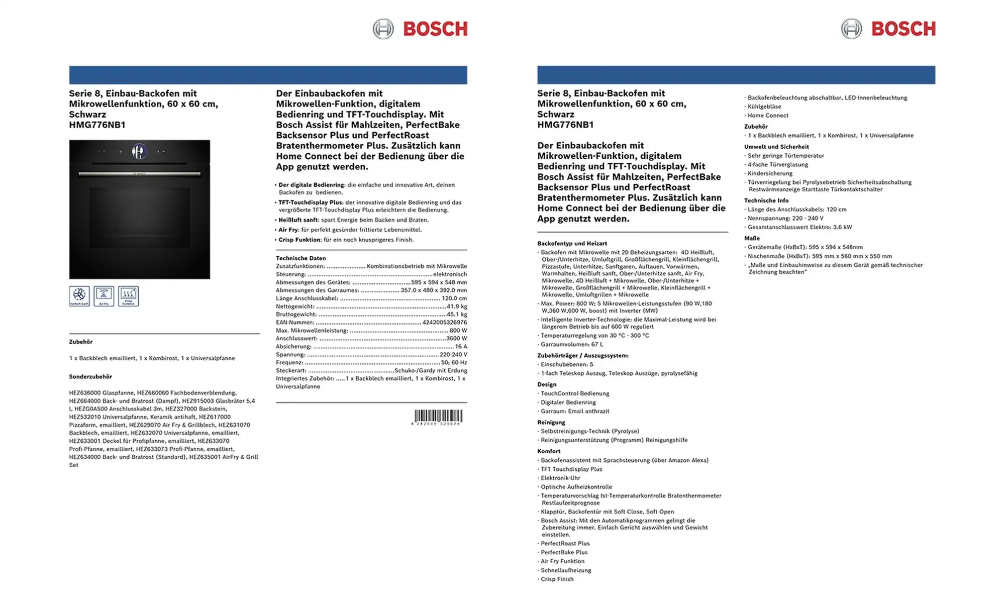 BOSCH Einbau-Backofen HMG776NB1