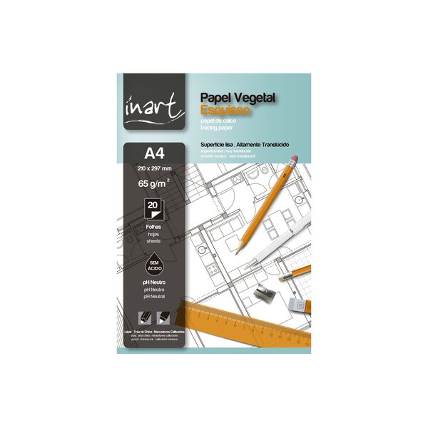 Inart Bloco Vegetal Esquiço A4 65 g/m2 20 Fls