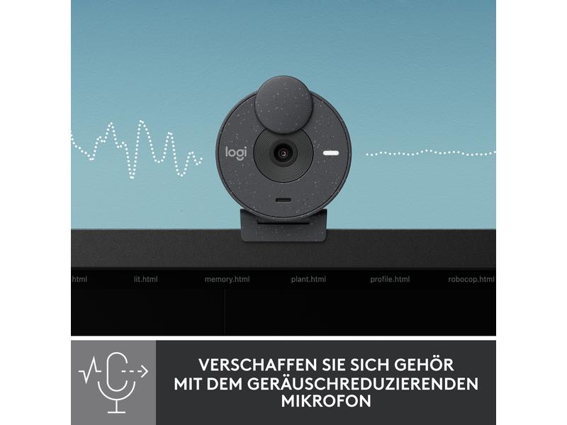 Logitech Webcam Brio 300 Graphite Full HD-Webcam mit integrierter Abdeckblende