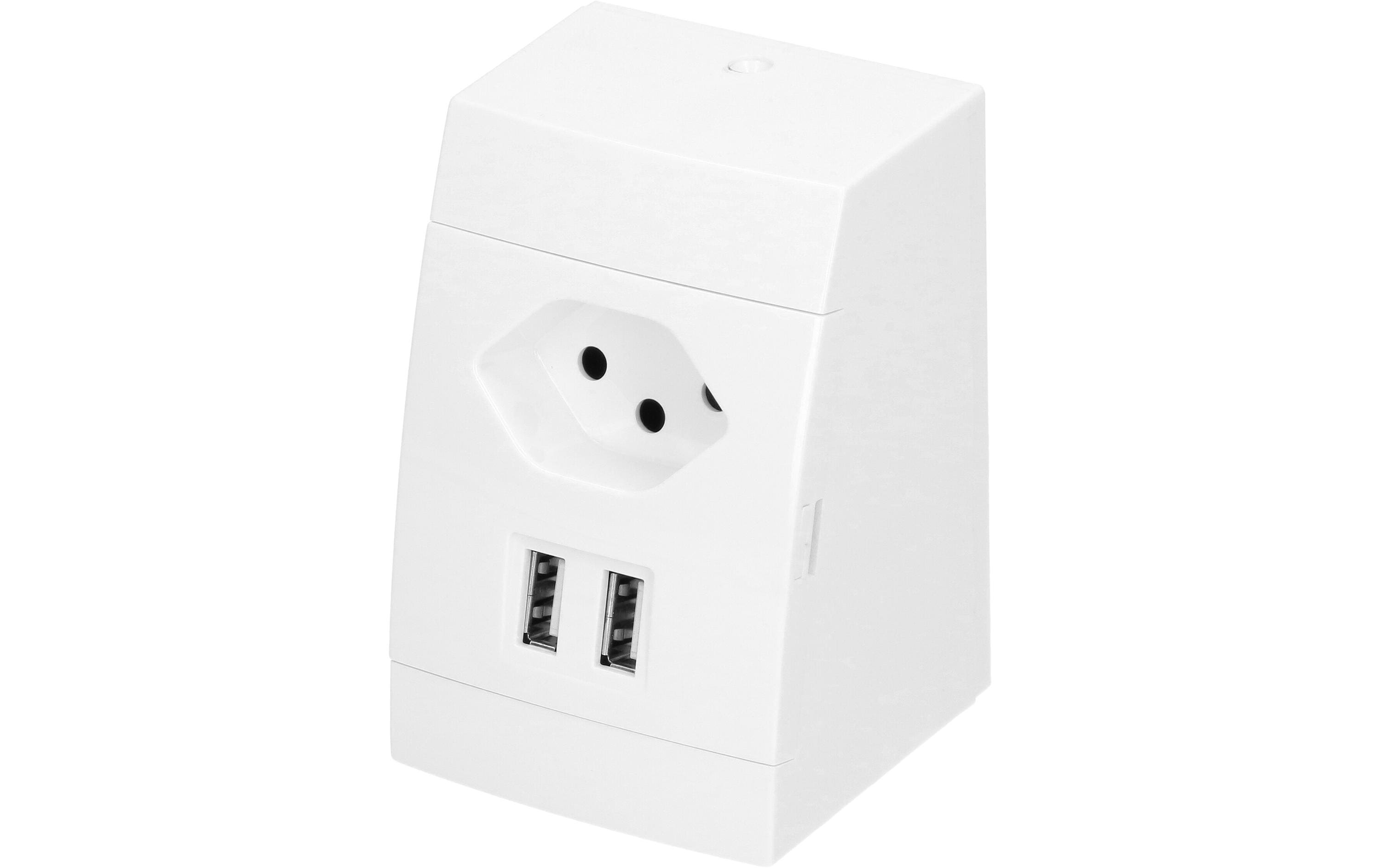 Steckdose AP 1x T13, 2x USB, WeissAufputz-Kombisteckdose mit 1x T13 Steckdose, USB Doppelcharger und Steckklemmen