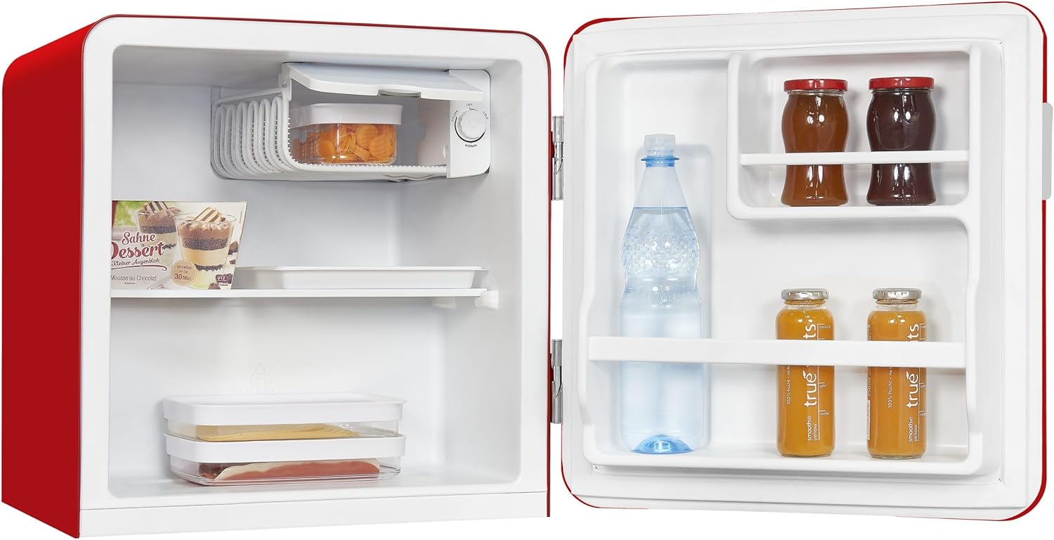 Exquisit Mini Kühlschrank CKB45-0-031F rot | Kühlbox | 47 Liter Nutzinhalt | Hotelkühlschrank | Retrostyle