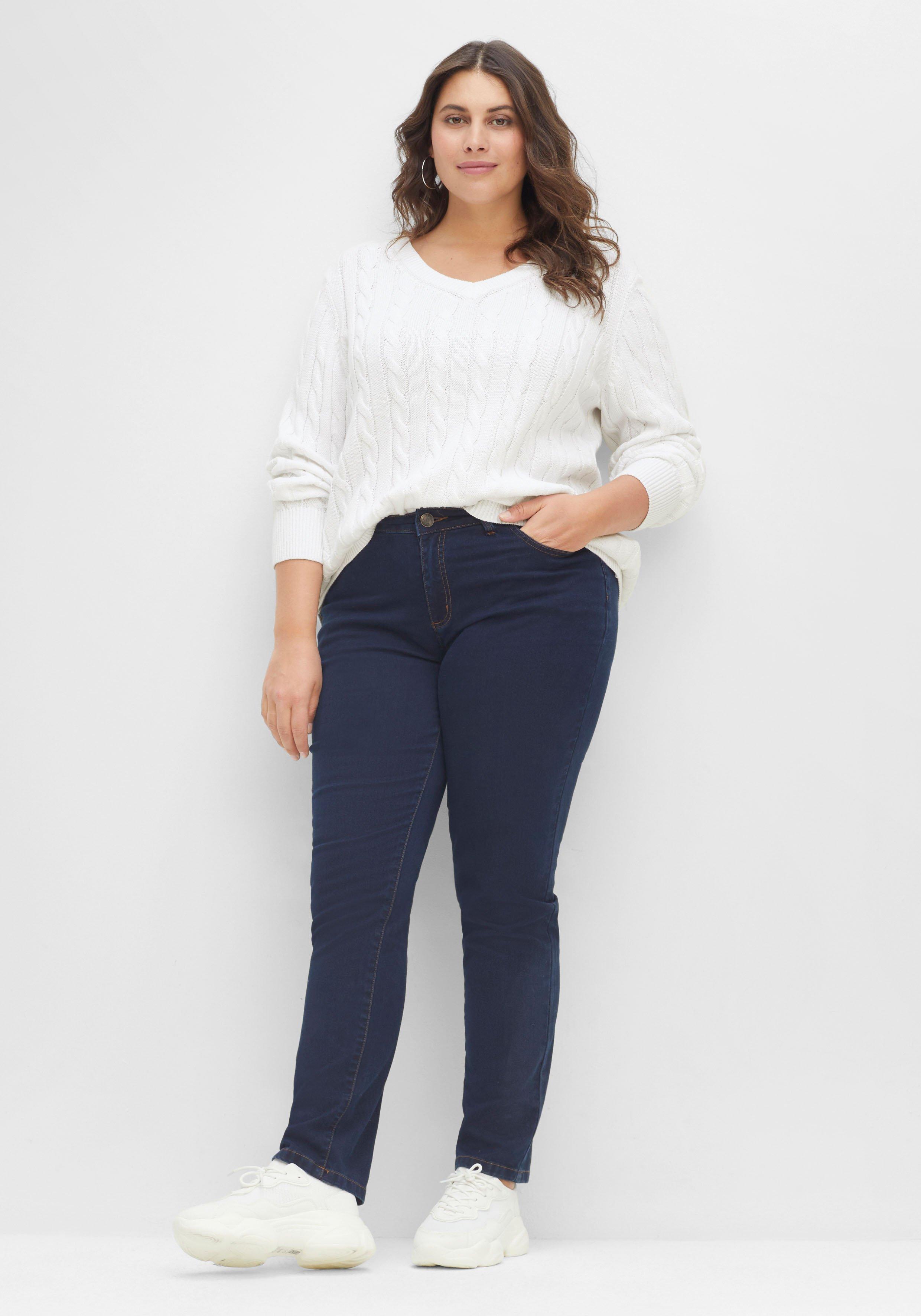 Pullover mit Zopfmuster und V-Ausschnitt