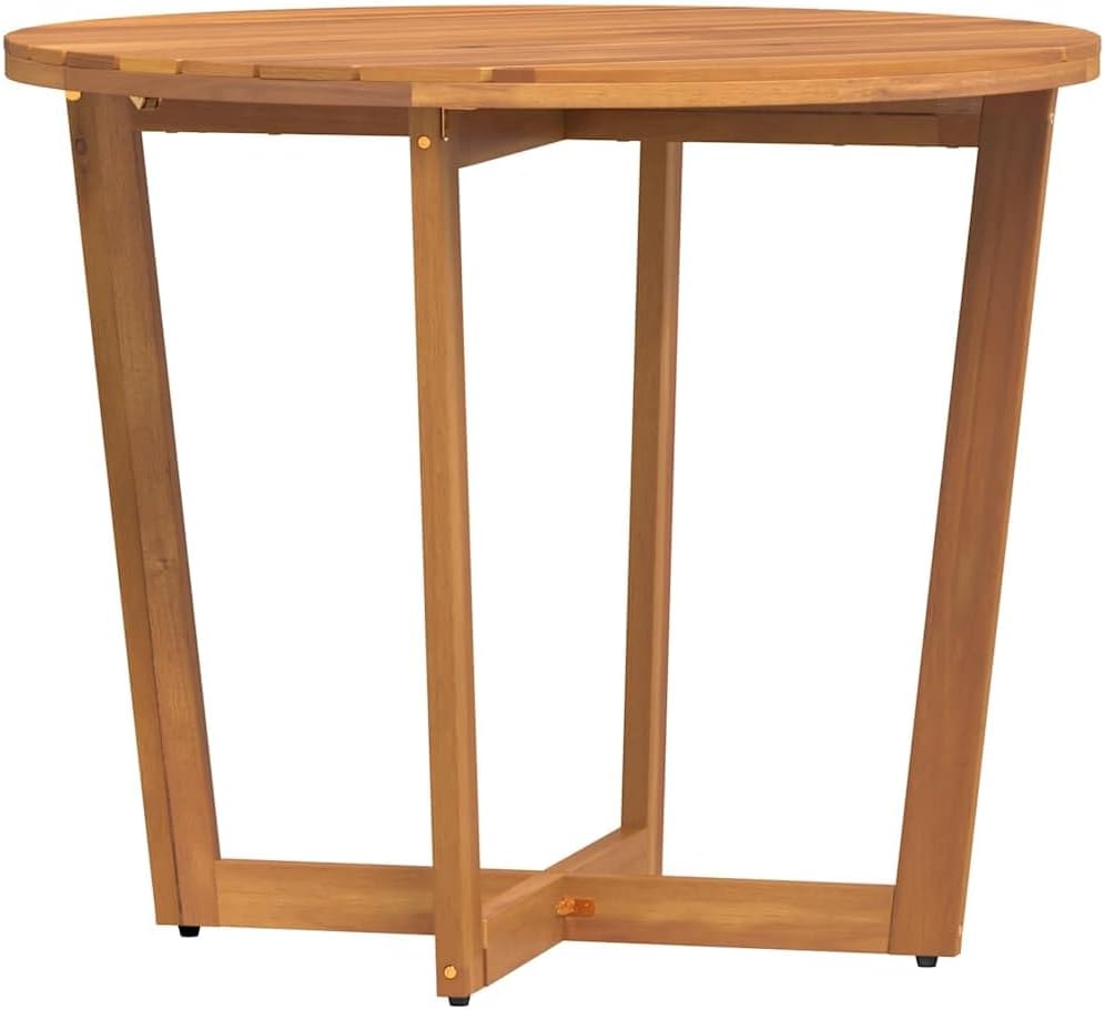 5-teiliges Garten-ESS-Set aus Massivholz Akazie, Ø90cm Runder Tisch mit 4 Stühlen, Geöltes Holz für Terrasse Balkon, Witterungsbeständiges Outdoor-Möbelset