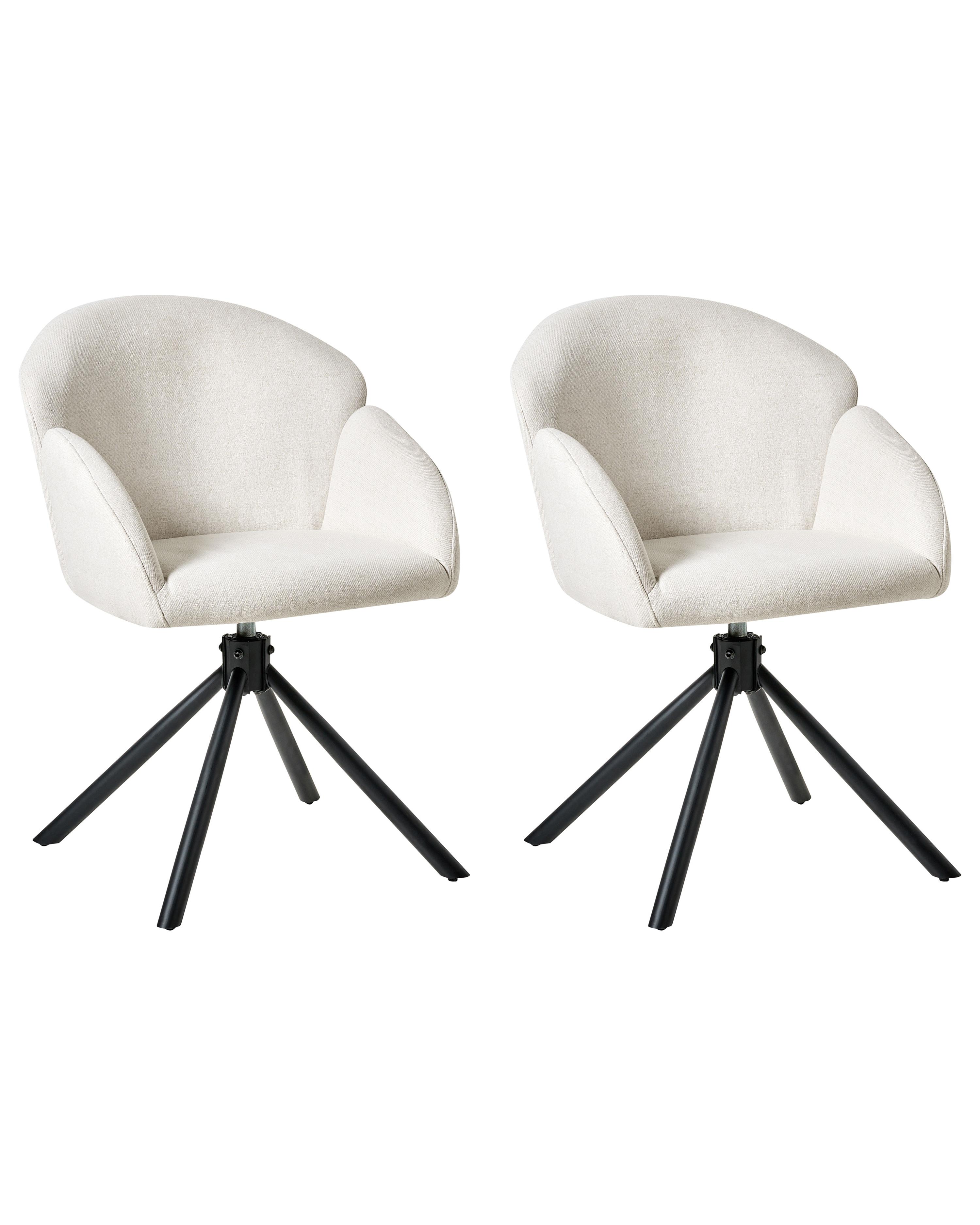 Set van 2 eetkamerstoelen draaibaar MAYBEE Stof Gebroken wit