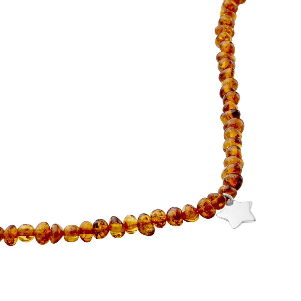 Collier Ras De Cou Argent Steffel Ambre