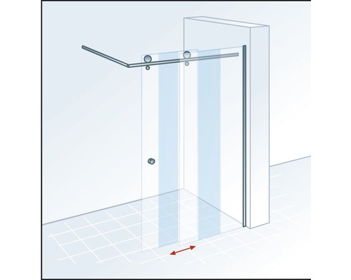 Inloopdouchecabine inclusief schuifdeur Schulte MasterClass, breedte 120 cm, rechtsdraaiend, helder glas, profielkleur chroom