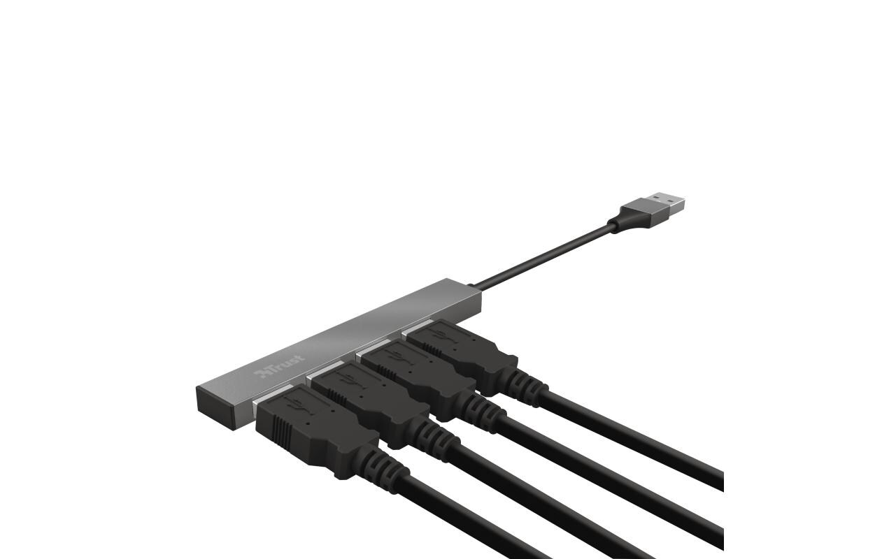 USB-Hub Halyx Mini USB 2.0 Typ-A 4-PortKompakter USB-Hub mit vier USB 2.0 Typ-A -Anschlüssen und Aluminium-Gehäuse