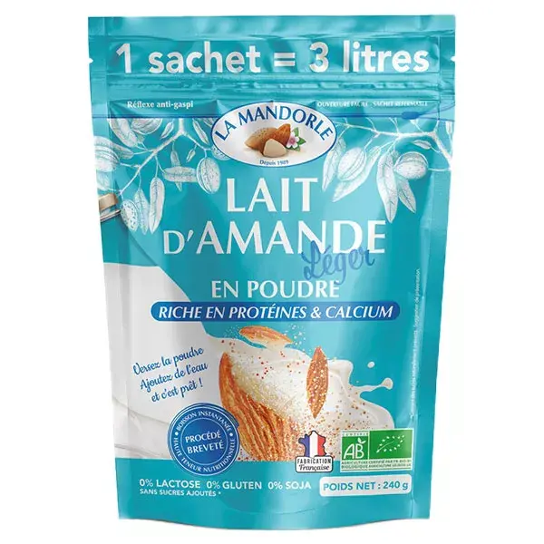 Leite em pó de amêndoa light orgânico La Mandorle 240g