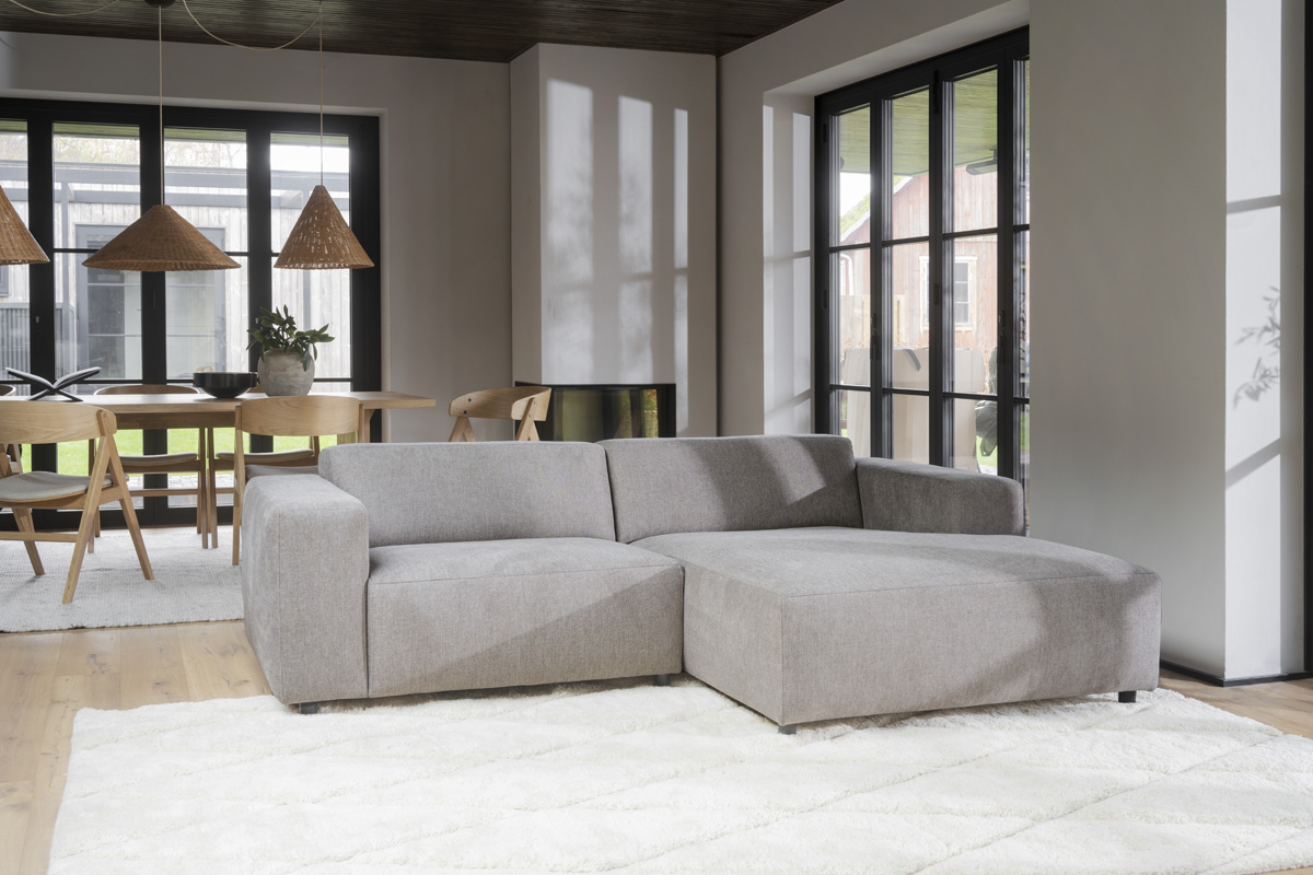 Gestoffeerde 3-zits hoekbank Willard - 234 cm Lichtbeige - rechts