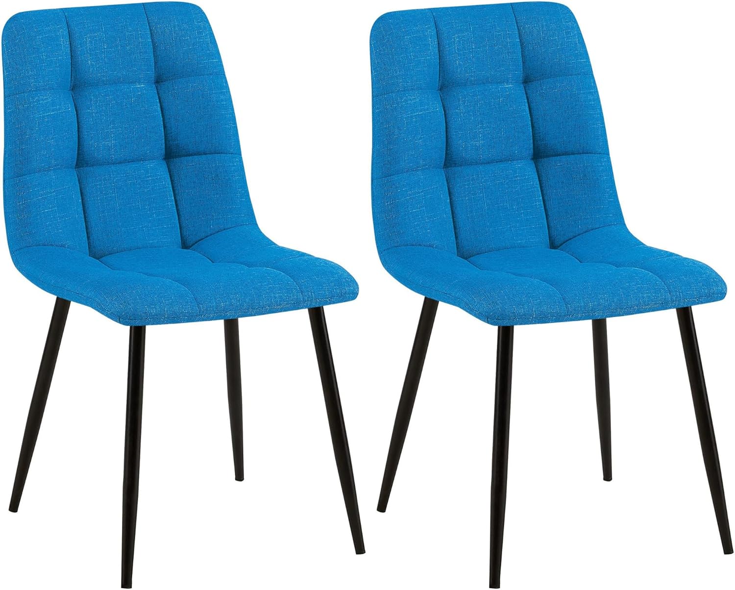 CLP 2er Set Esszimmerstuhl Tilde, Küchenstühle gepolstert mit gestepptem Bezug, Polsterstühle mit Metallgestell, bis 150 kg belastbar, Farbe:dunkelgrau, Material:Samt