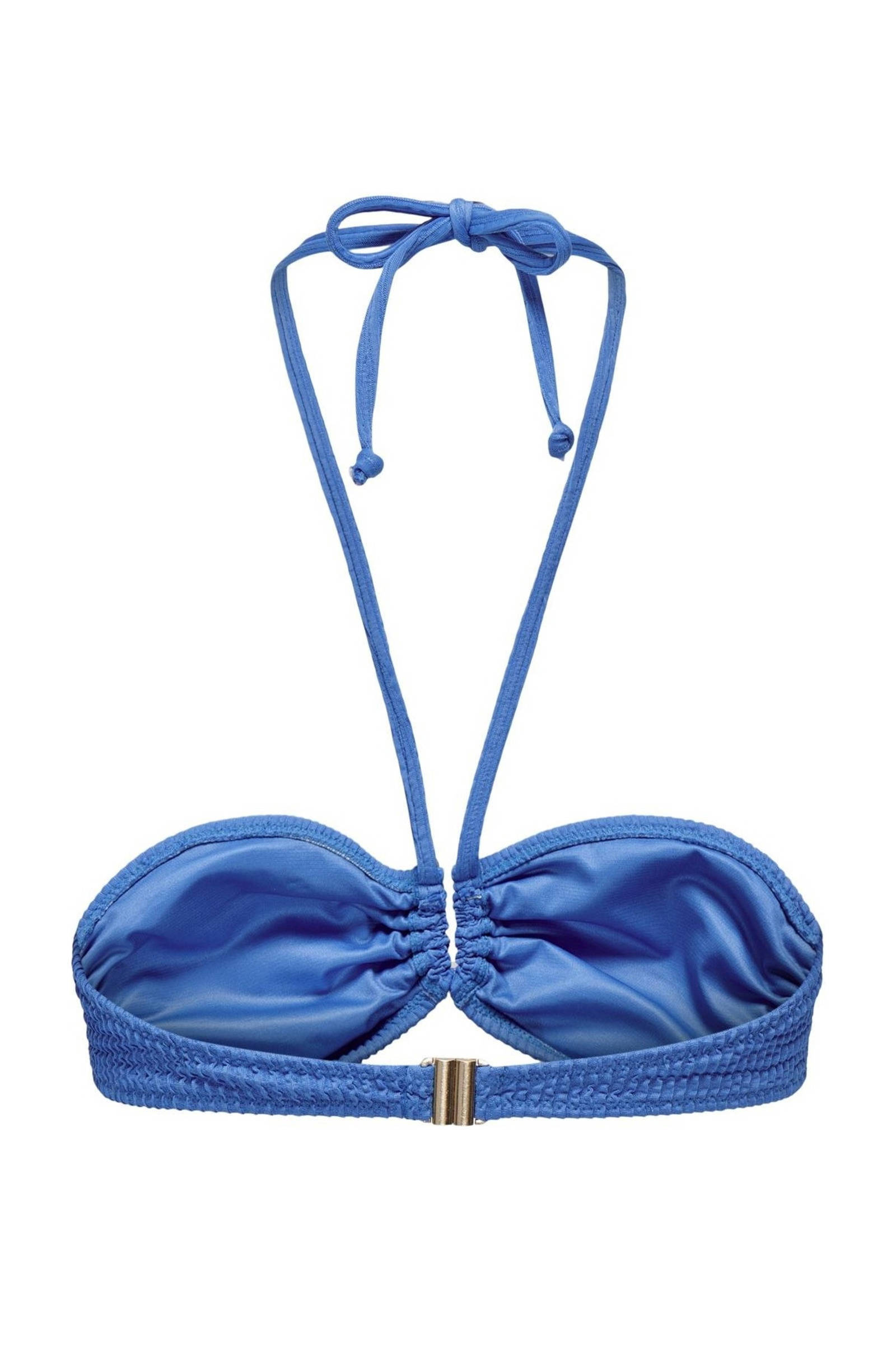 ONLY voorgevormde bandeau bikinitop ONLTROPEZ met textuur blauw