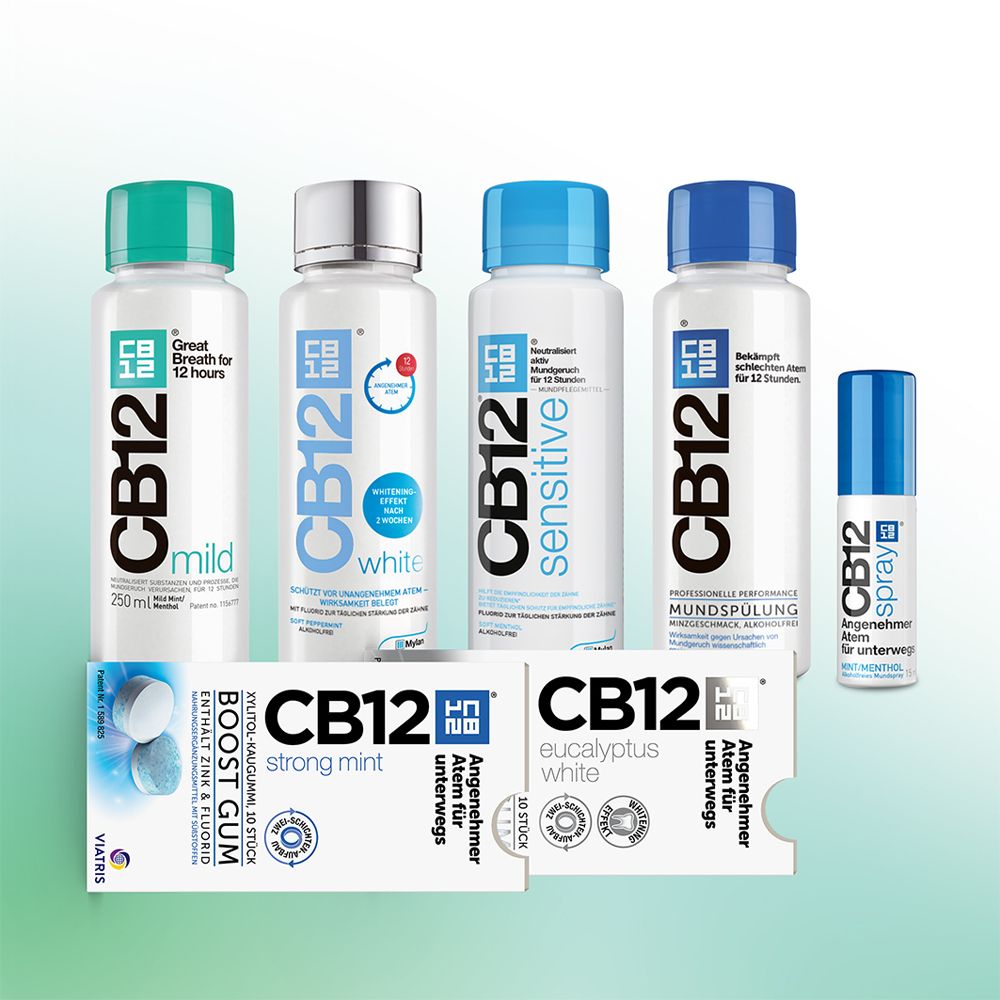 CB12 Boost Eucalyptus White Kaugummi: Zuckerfreie Mundpflege-Kaugummis gegen Mundgeruch mit Whitening-Effekt