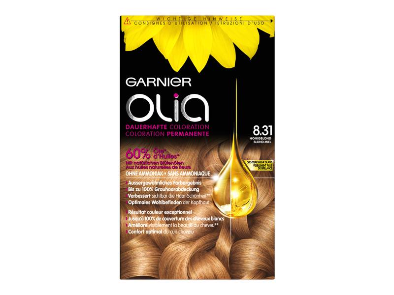 Garnier Haarcoloration Olia 8.31 Honigblond Haarfarbe sorgt für intensive Farbkraft und geschmeidiges, glänzendes Haar