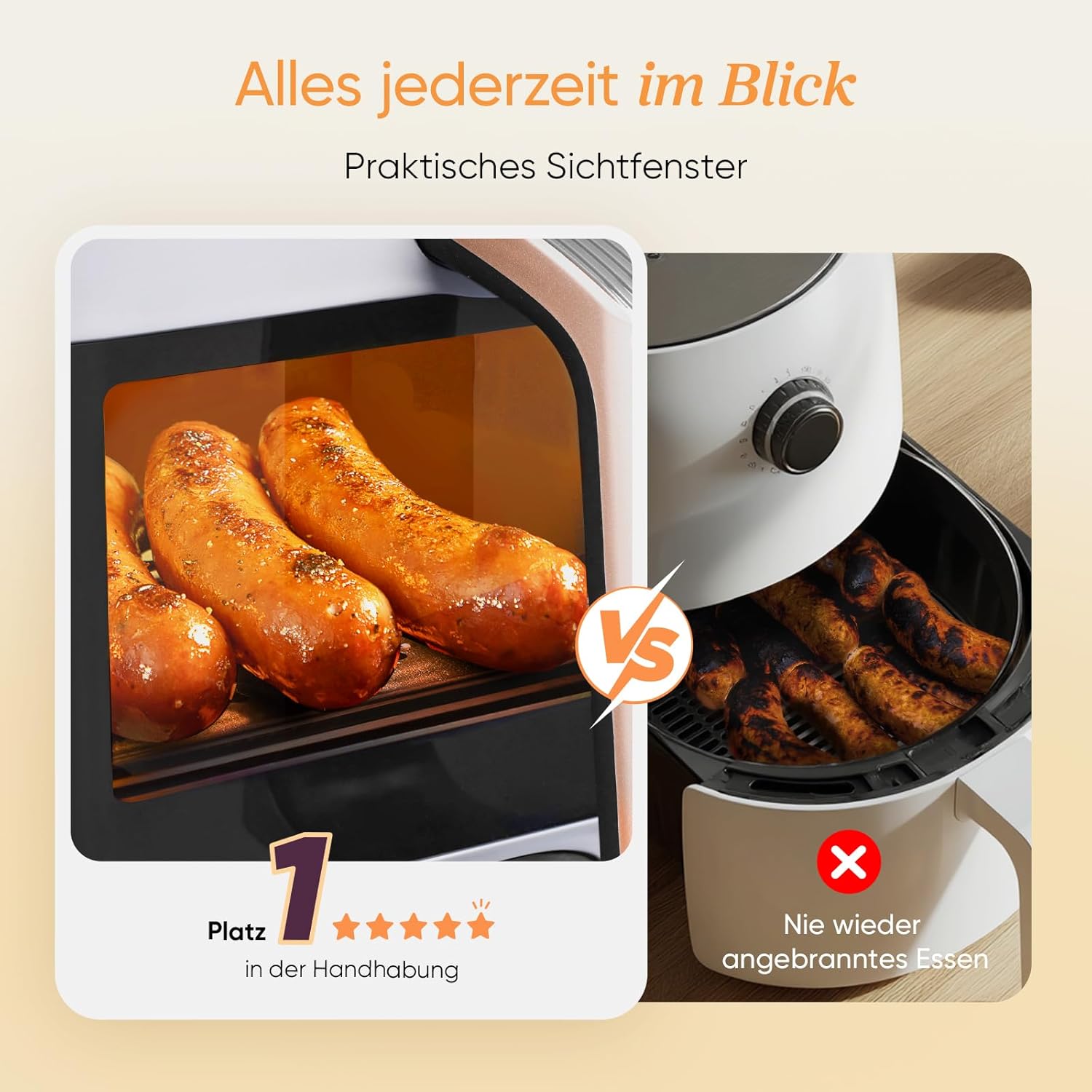 COSORI Heißluftfritteuse 2 Kammern, Testsieger der Stiftung Warentest, 8,5 L 6-in-1 Airfryer mit Sichtfenster, Schwarz-weiß