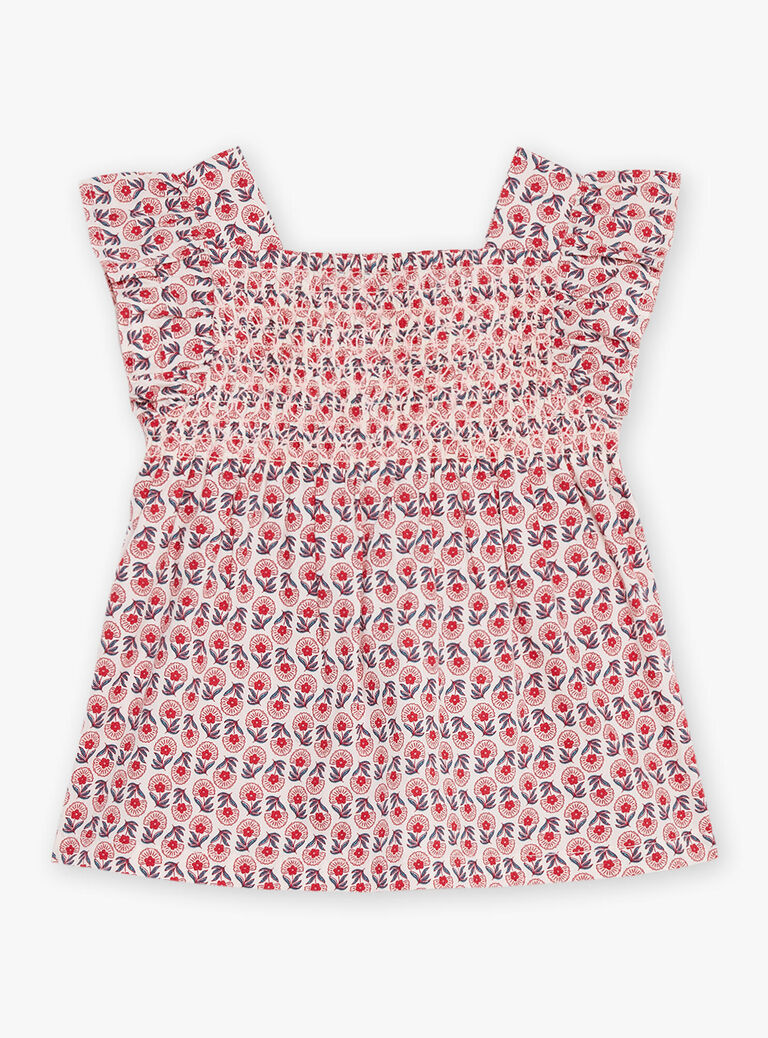 Blouse en popeline nude à imprimé fleuri