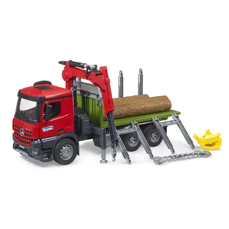 BRUDER® MB Arocs Holztransport-LKW mit Ladekran, Greifer + 3 Baumstämme