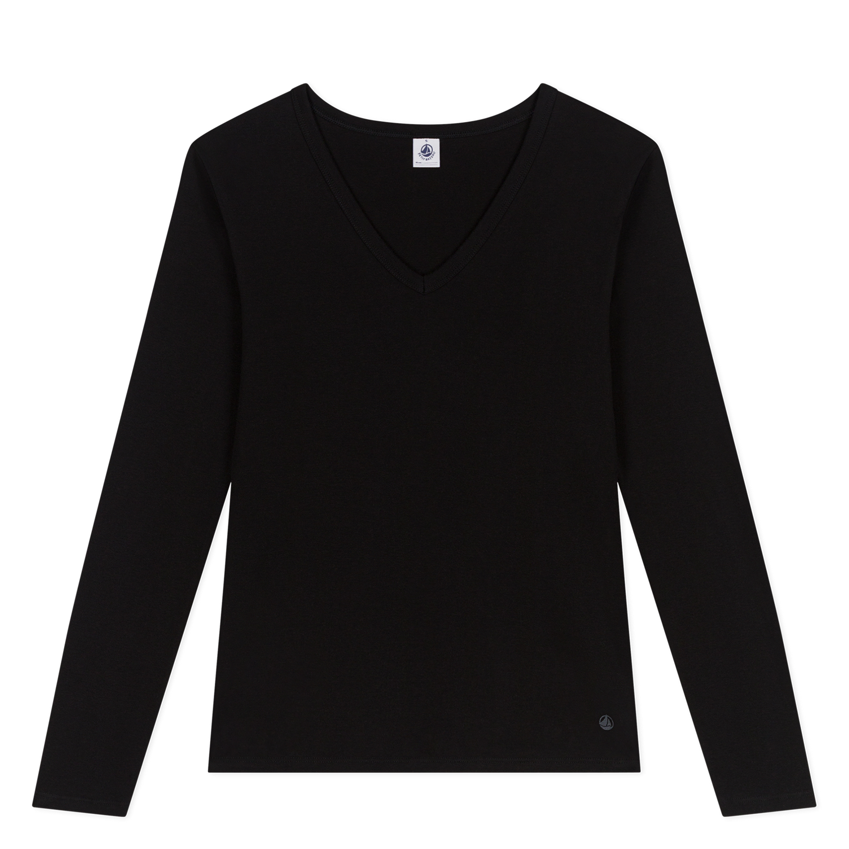 Tee-shirt col V en coton | Noir