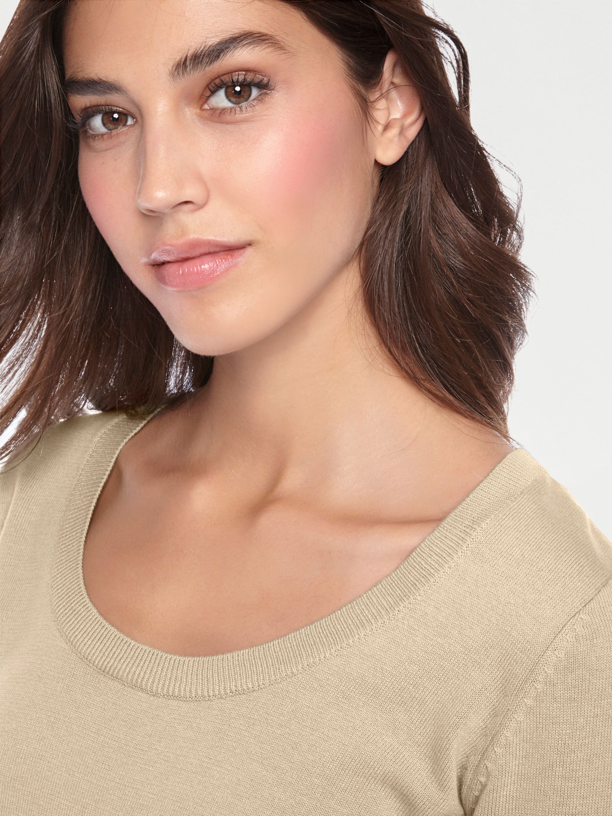 heine Rundhals-Pullover in beige