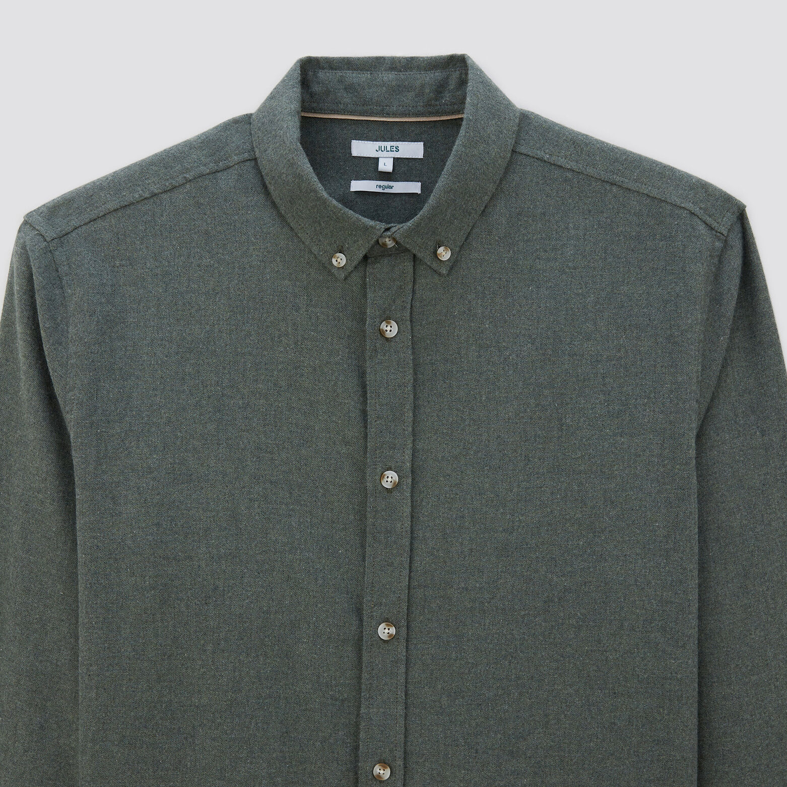 Chemise regular unie coton flanelle Vert clair
