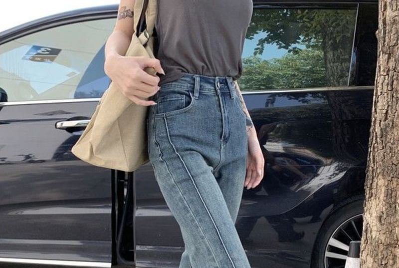 Frigga - High Waist Washed Flared Jeans