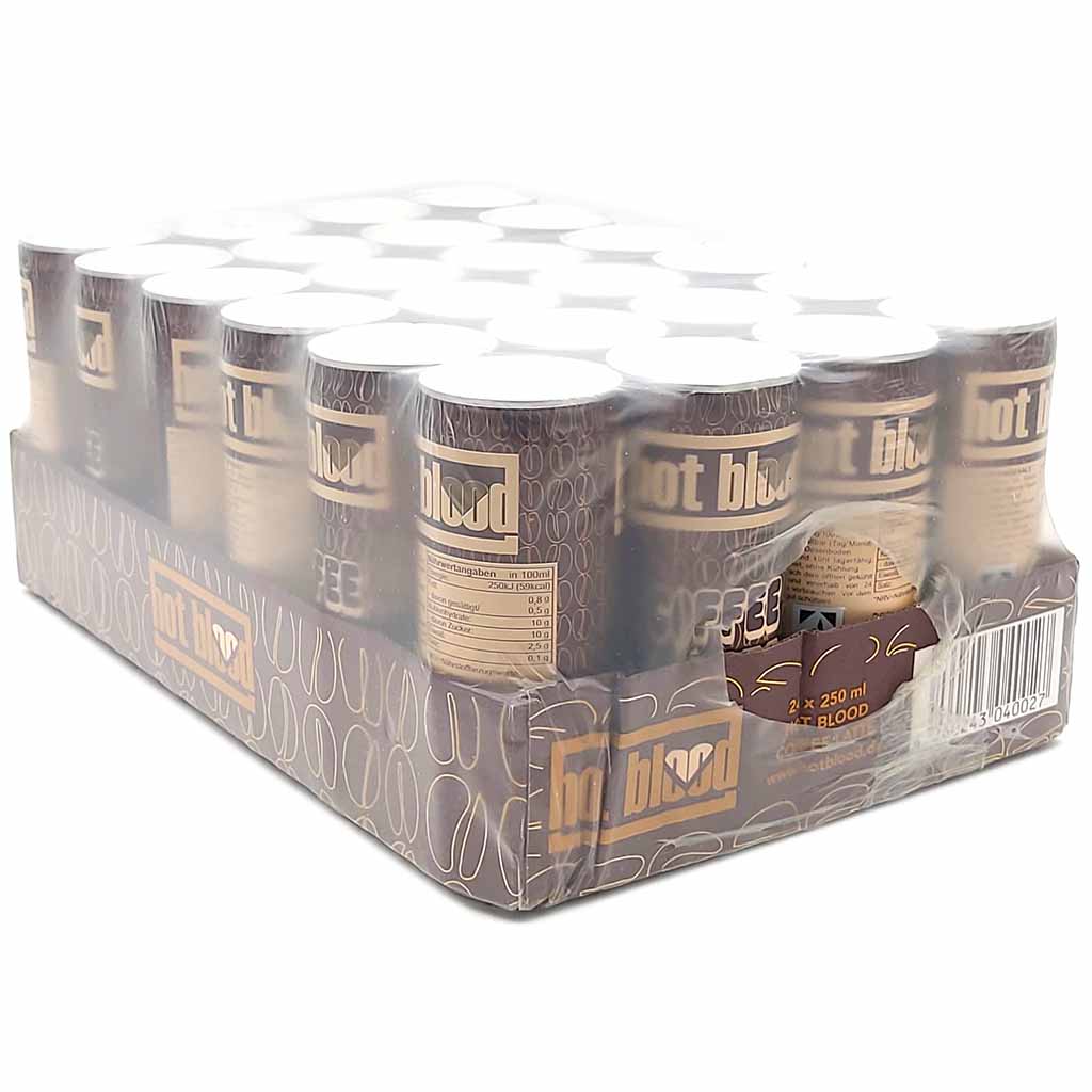 hot blood Coffee Latte 24 x 250ml Dosen MHD:8.8.25