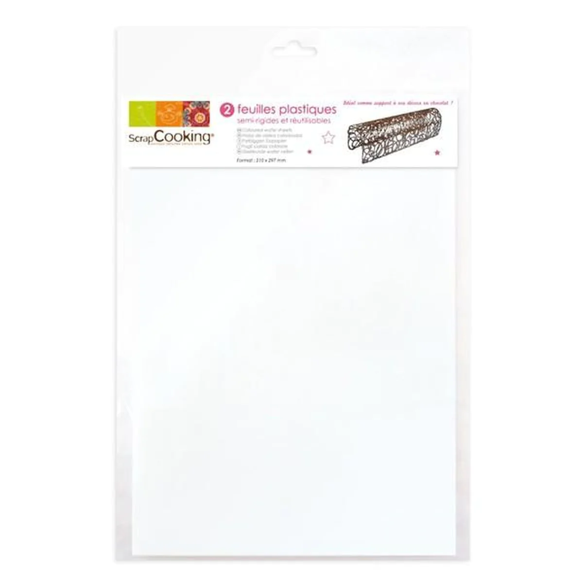 6 feuilles plastique semi-rigides pour chocolat Scrapcooking