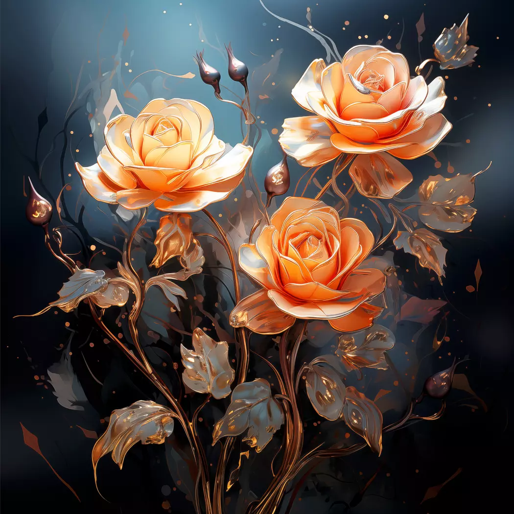 Glasbild 20 x 20 cm Dark Roses II