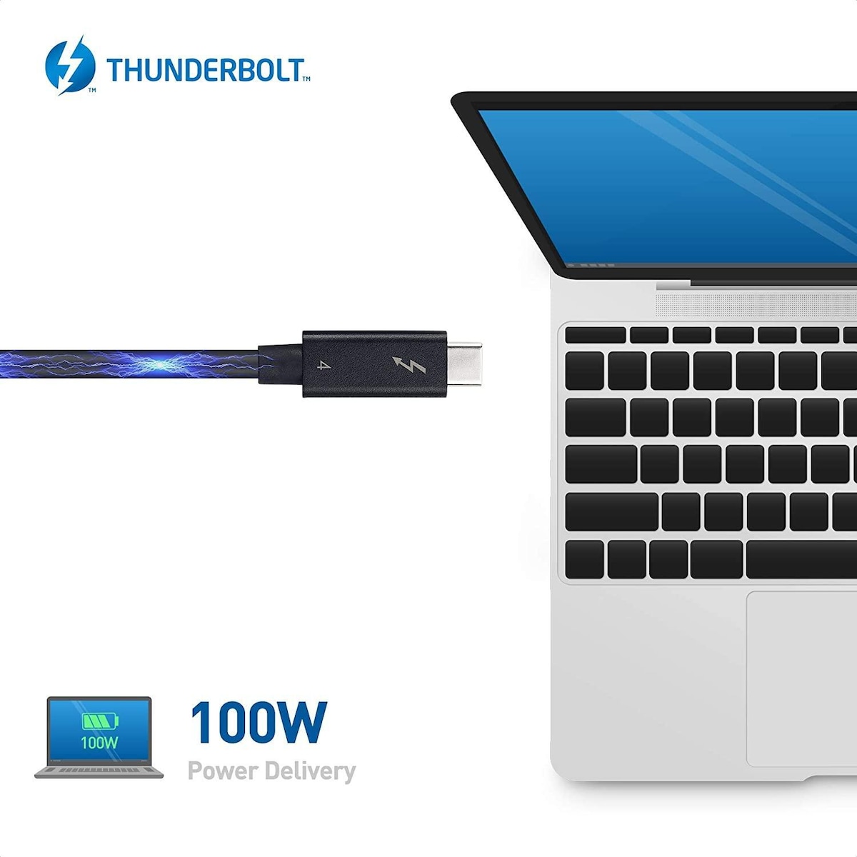 NÖRDIC 1m Thunderbolt 4 USB-C kabel 40Gbps 100W lading 8K video kompatibel med USB 4 og Thunderbolt 3