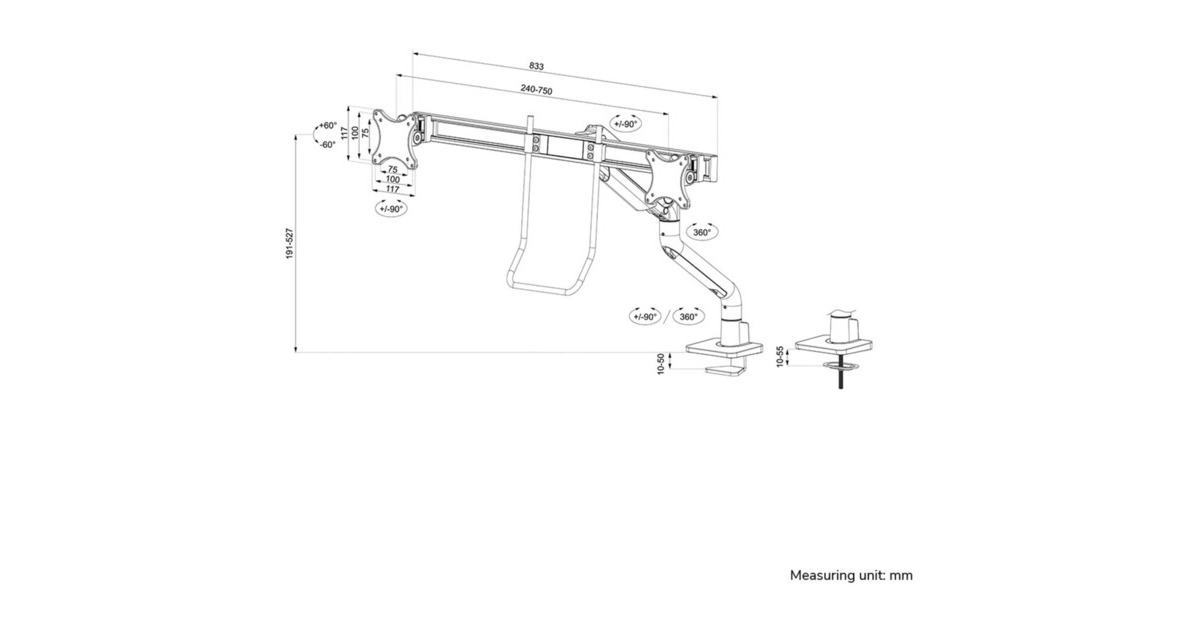 NeomountsDS75S-950BL2 monitorarm  (Zwart)