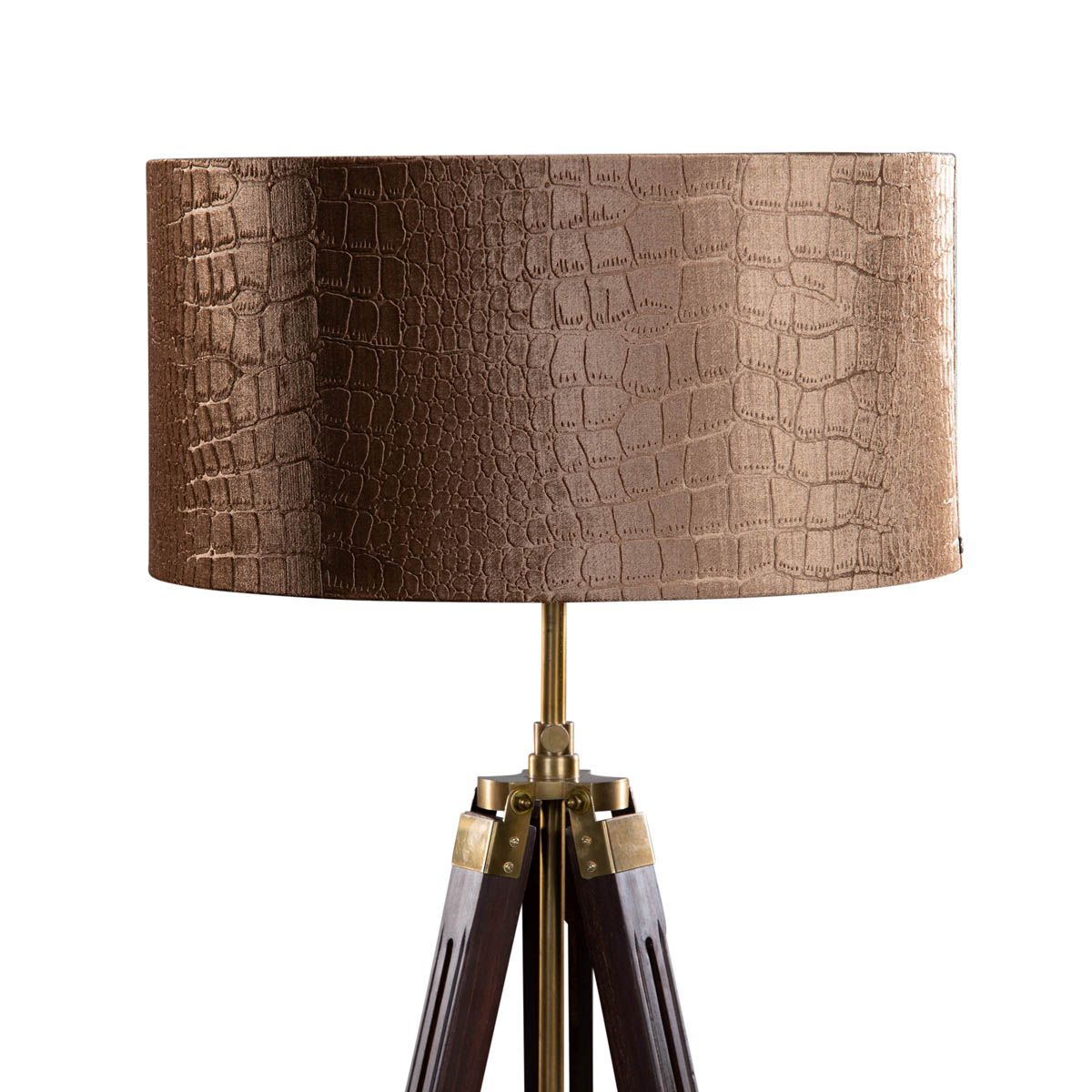 Vloerlamp messing tripod met velours kap krokodil 50cm - Cortin
